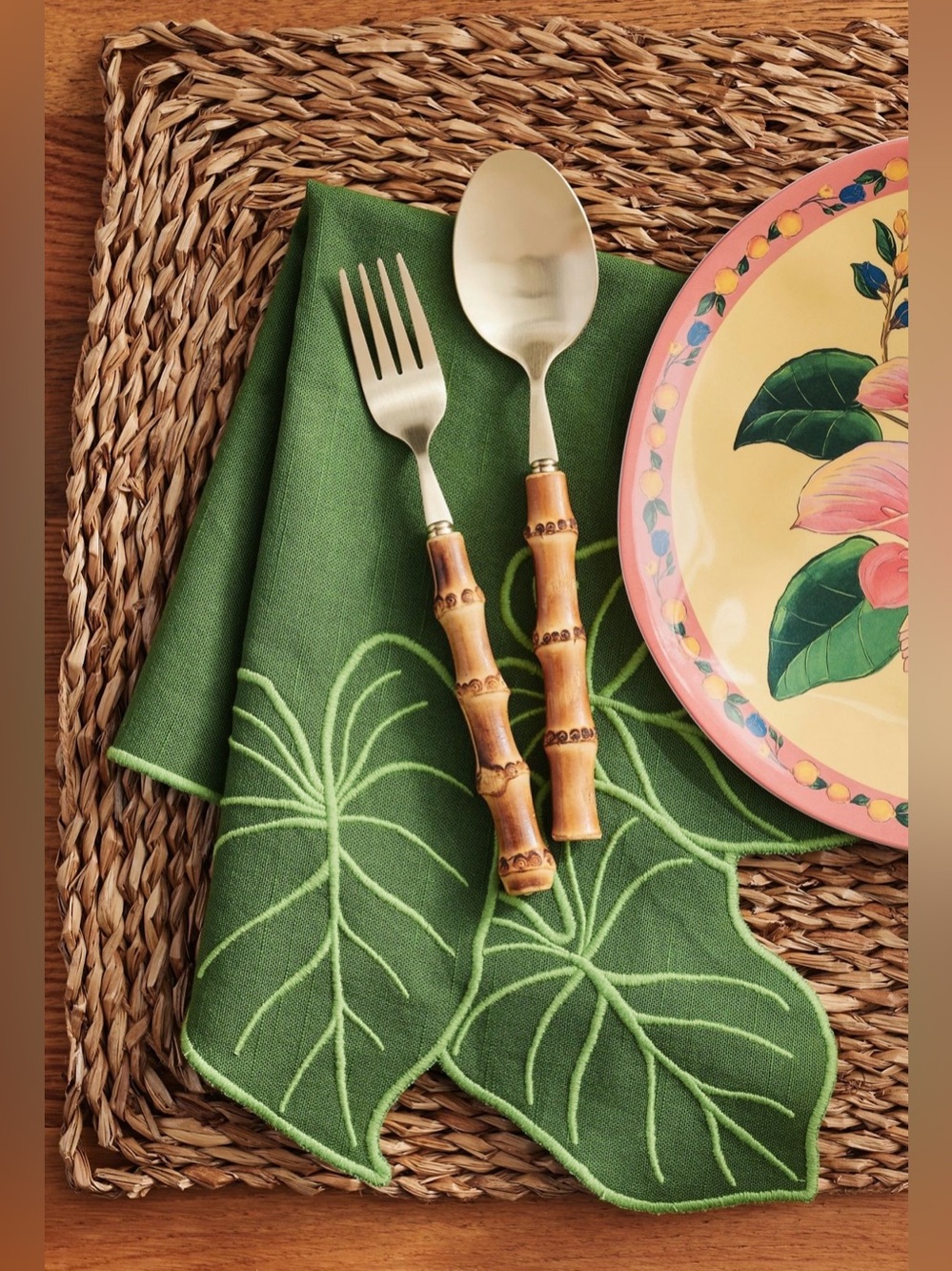 Farm Rio x Anthropologie Embroidered Napkins Set of 2 New